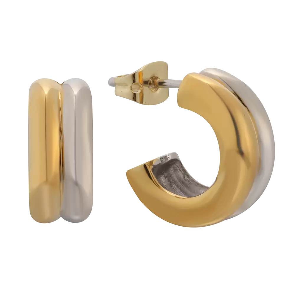 E04058K 925スターリングシルバー ツートーンイヤリング