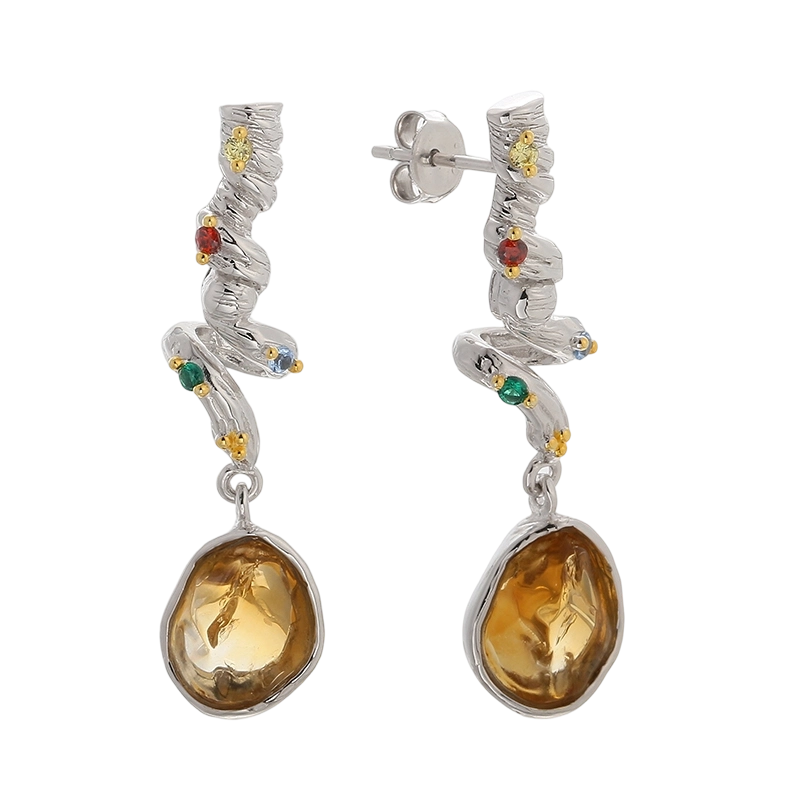 YE03624 925スターリングシルバー クリティン ハンドメイドイヤリング