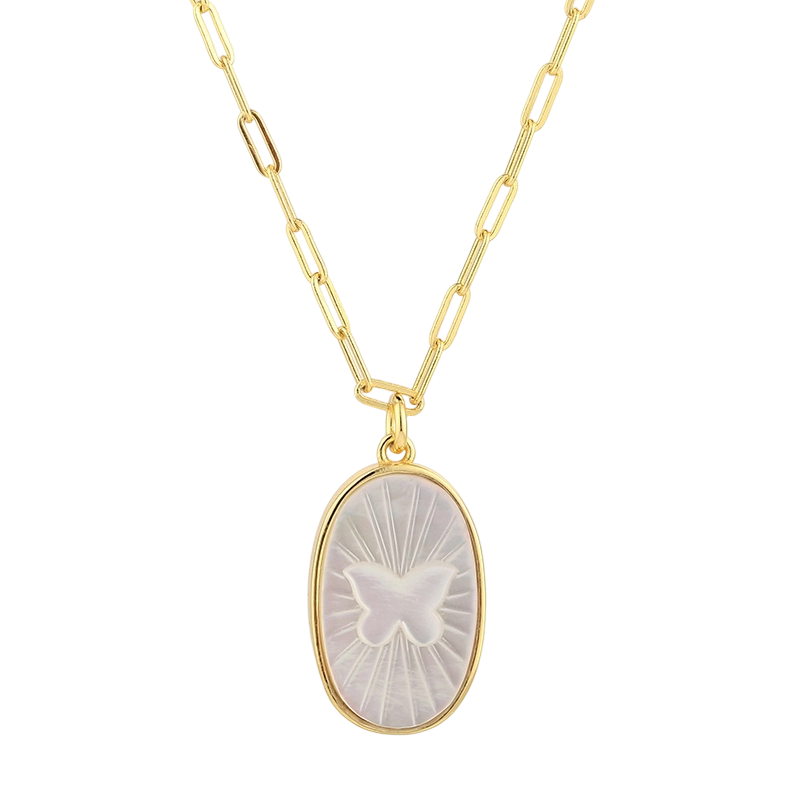 PLN03268 925スターリングシルバー マザーオブパールネックレス