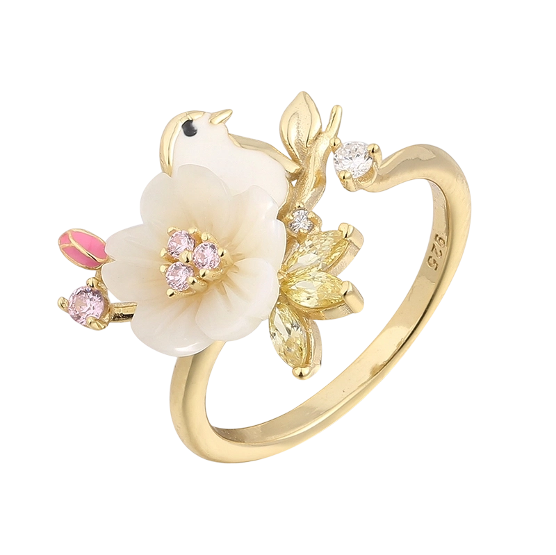 YR02679 925スターリングシルバー マザーオブパールリング