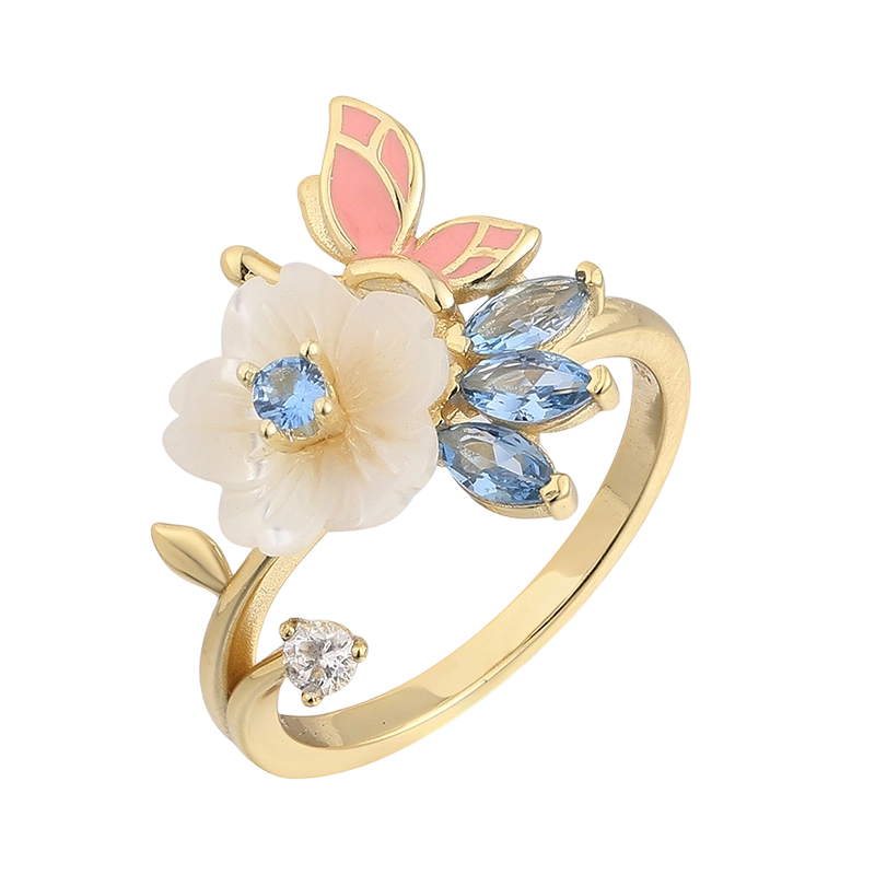 YR02682 925スターリングシルバー マザーオブパールリング