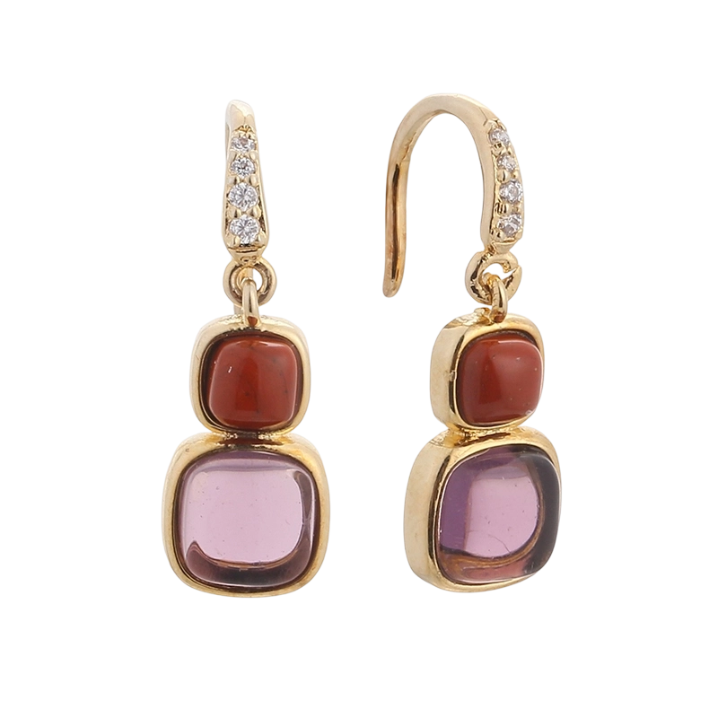 YE01818 925スターリングシルバー CZジャスパーイヤリング