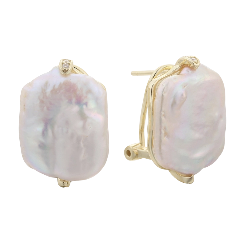 PLE07831 925スターリングシルバー バロックパールイヤリング